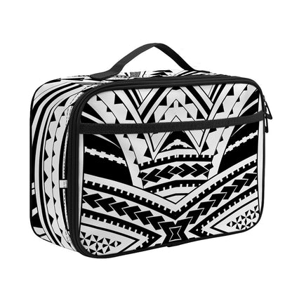 Black And White Maori Tribal Print Portable Lunch Bag