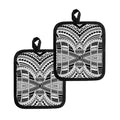 Black And White Maori Tribal Print Pot Holders