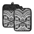 Black And White Maori Tribal Print Pot Holders With Pocket