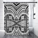 Black And White Maori Tribal Print Premium Shower Curtain