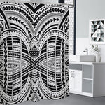 Black And White Maori Tribal Print Premium Shower Curtain