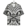 Black And White Maori Tribal Print Rayon Hawaiian Shirt