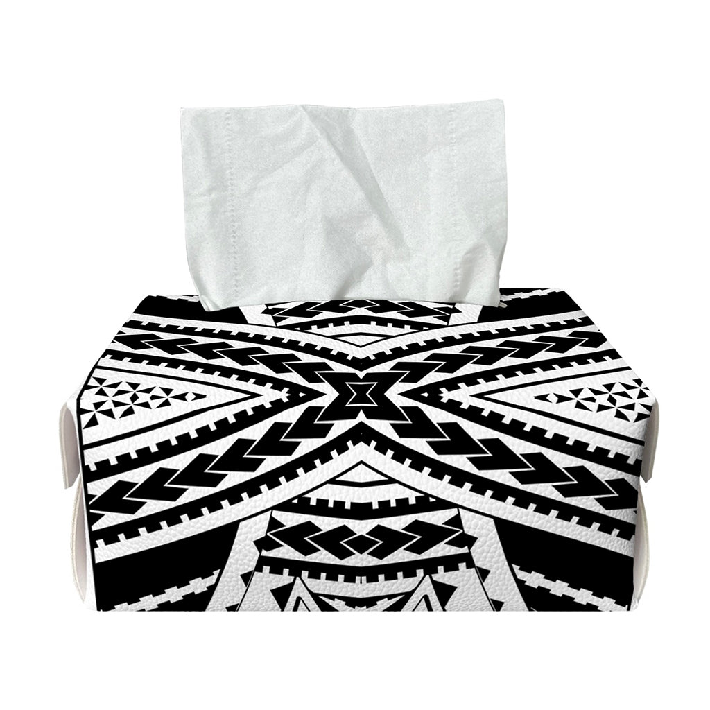 Black And White Maori Tribal Print Rectangle Tissue Box Cover