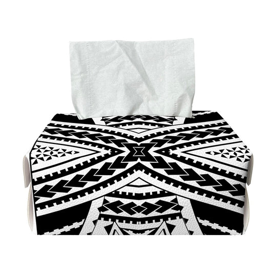 Black And White Maori Tribal Print Rectangle Tissue Box Cover