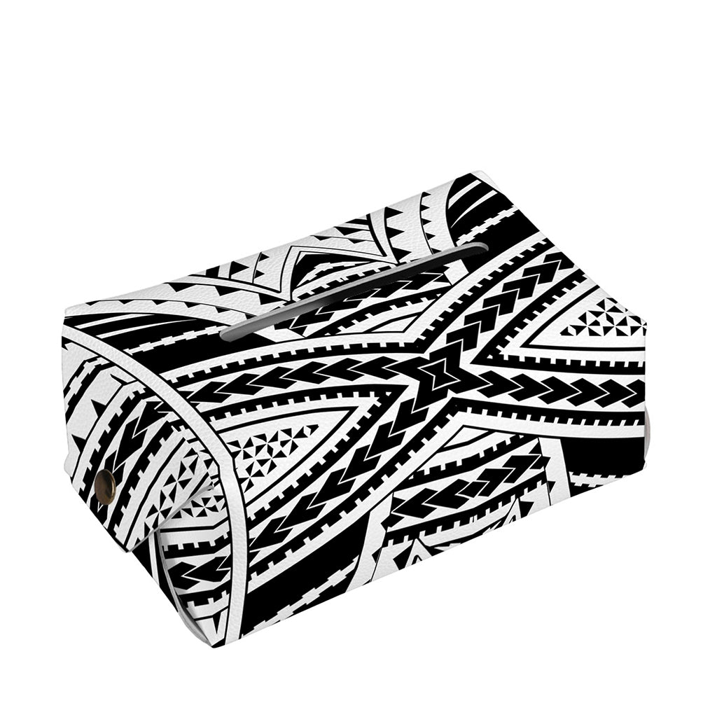 Black And White Maori Tribal Print Rectangle Tissue Box Cover