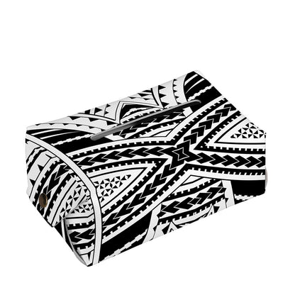 Black And White Maori Tribal Print Rectangle Tissue Box Cover