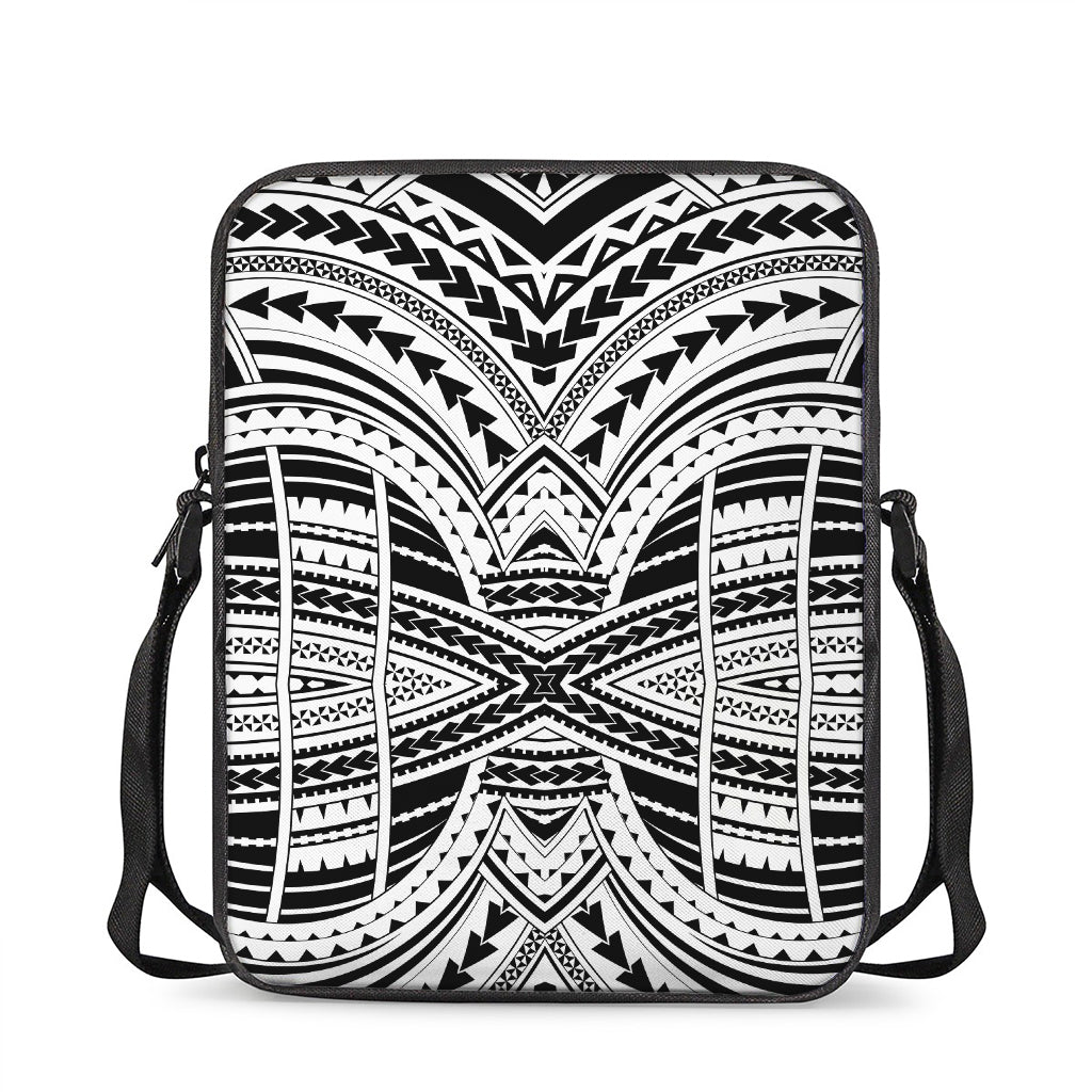 Black And White Maori Tribal Print Rectangular Crossbody Bag