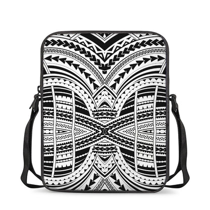 Black And White Maori Tribal Print Rectangular Crossbody Bag