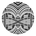 Black And White Maori Tribal Print Round Blanket