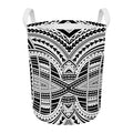 Black And White Maori Tribal Print Round Laundry Basket