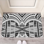 Black And White Maori Tribal Print Rubber Doormat