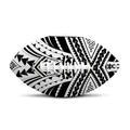 Black And White Maori Tribal Print Rugby Ball