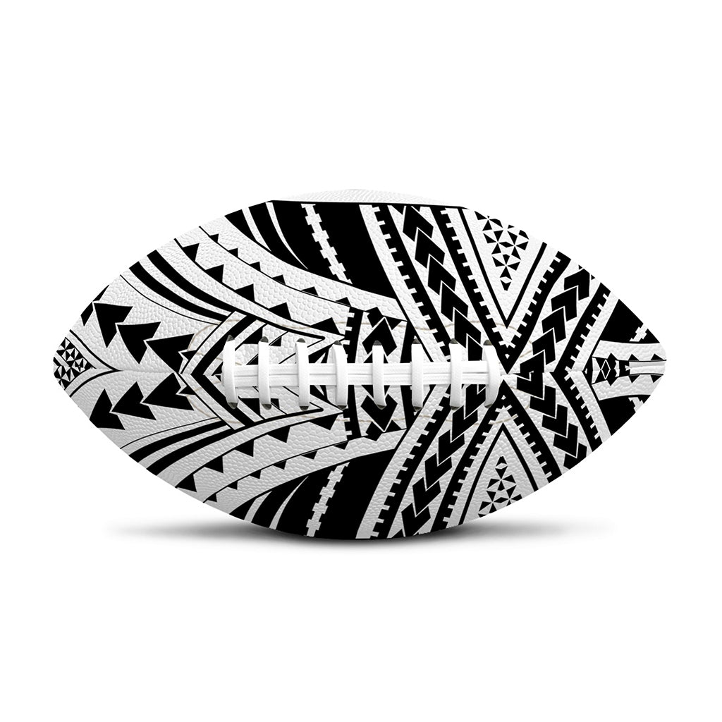 Black And White Maori Tribal Print Rugby Ball
