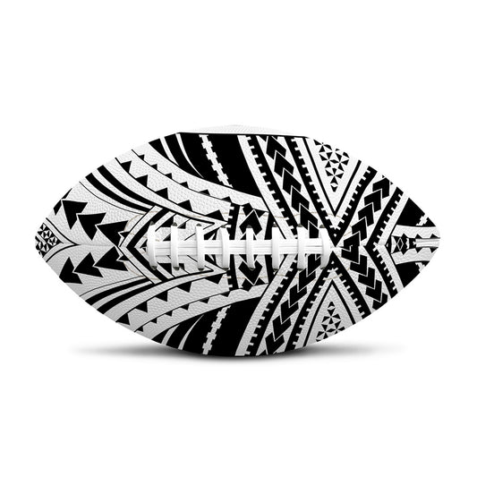 Black And White Maori Tribal Print Rugby Ball