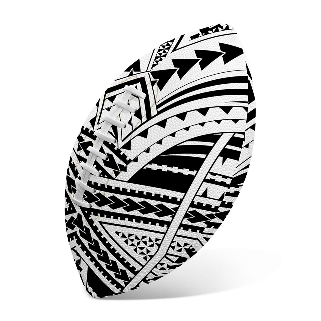 Black And White Maori Tribal Print Rugby Ball
