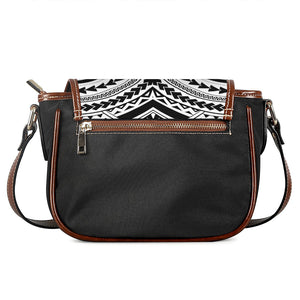 Black And White Maori Tribal Print Saddle Bag