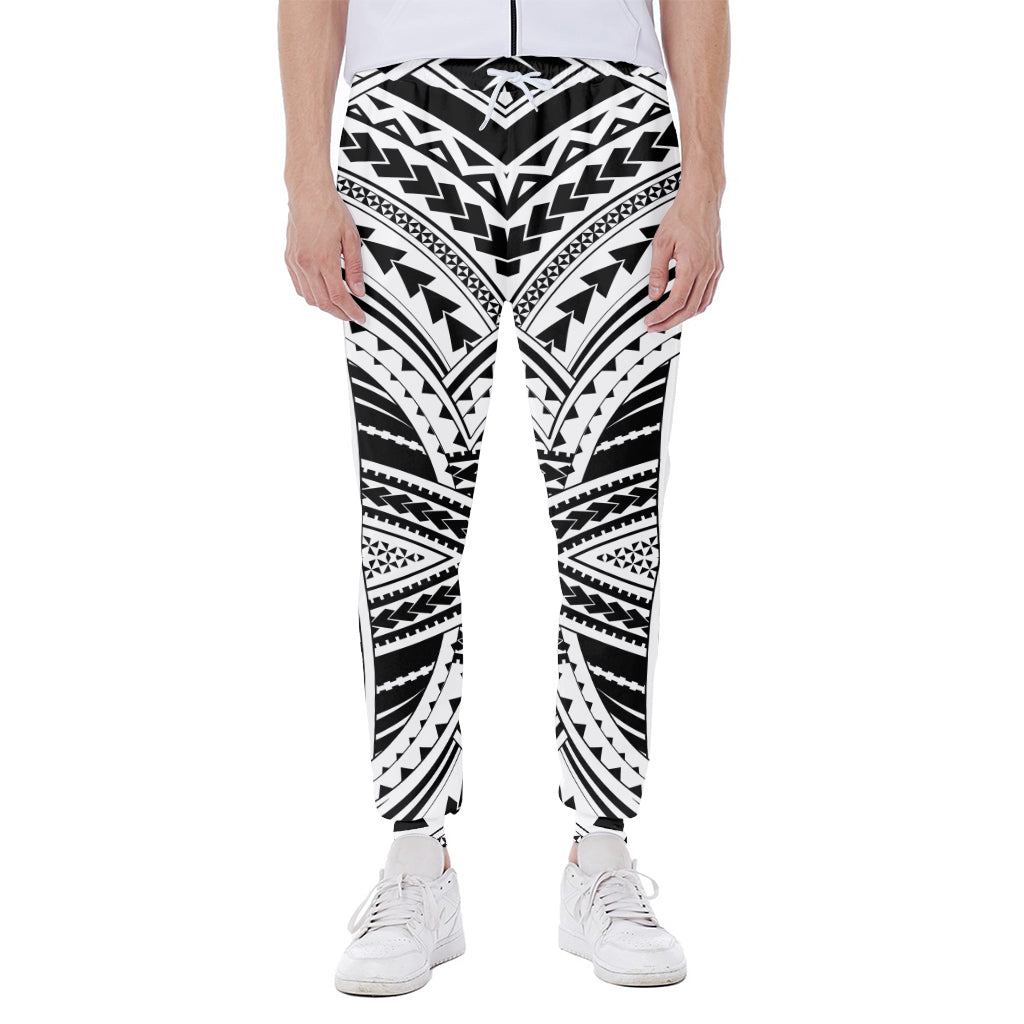 Black And White Maori Tribal Print Scuba Joggers