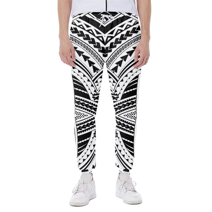 Black And White Maori Tribal Print Scuba Joggers
