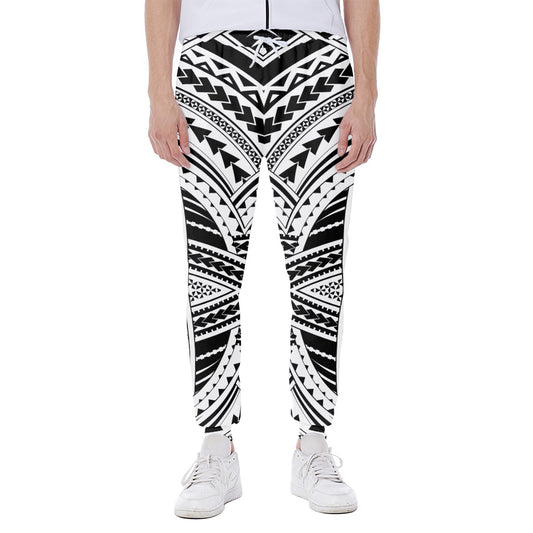 Black And White Maori Tribal Print Scuba Joggers