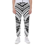 Black And White Maori Tribal Print Scuba Joggers
