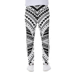 Black And White Maori Tribal Print Scuba Joggers