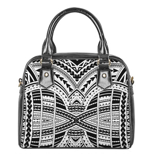 Black And White Maori Tribal Print Shoulder Handbag