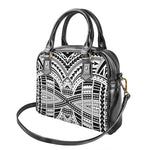 Black And White Maori Tribal Print Shoulder Handbag