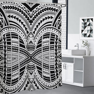 Black And White Maori Tribal Print Shower Curtain