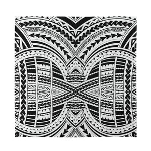 Black And White Maori Tribal Print Silk Bandana