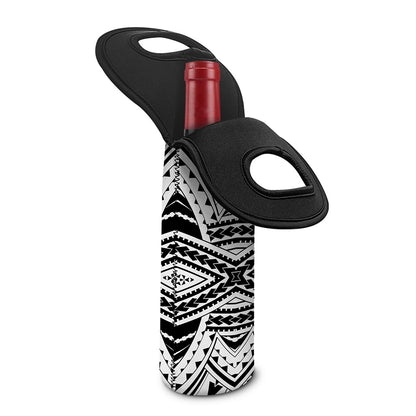 Black And White Maori Tribal Print Single Neoprene Wine Tote
