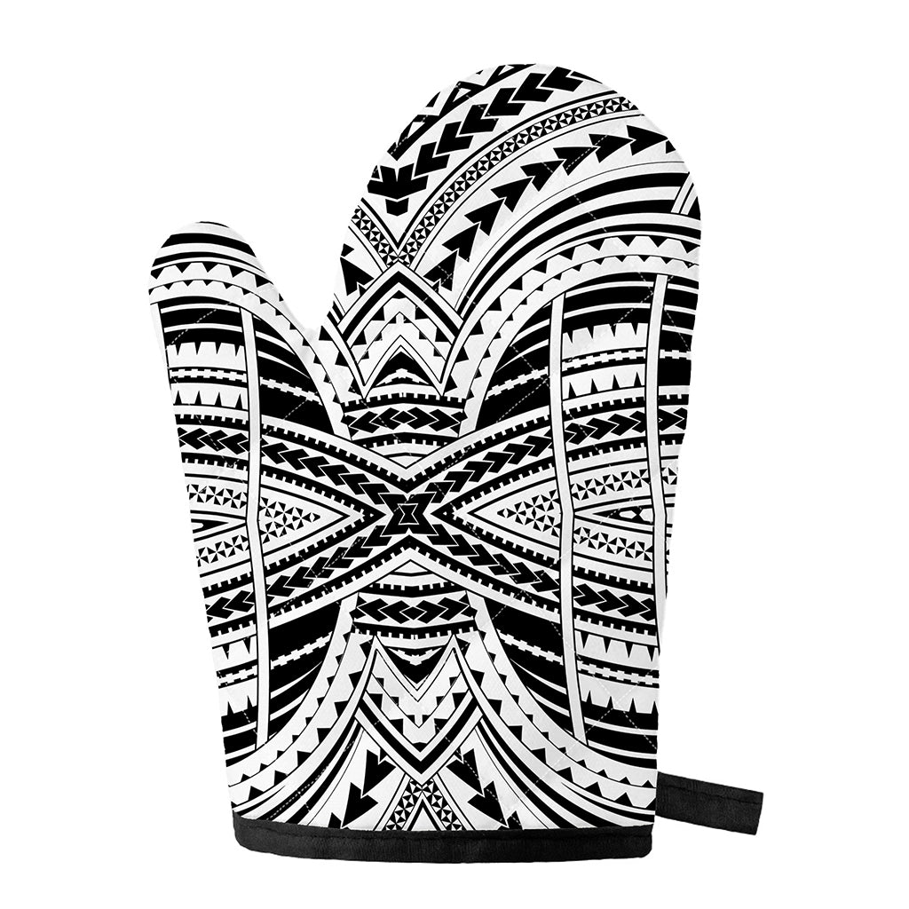 Black And White Maori Tribal Print Single Oven Mitt