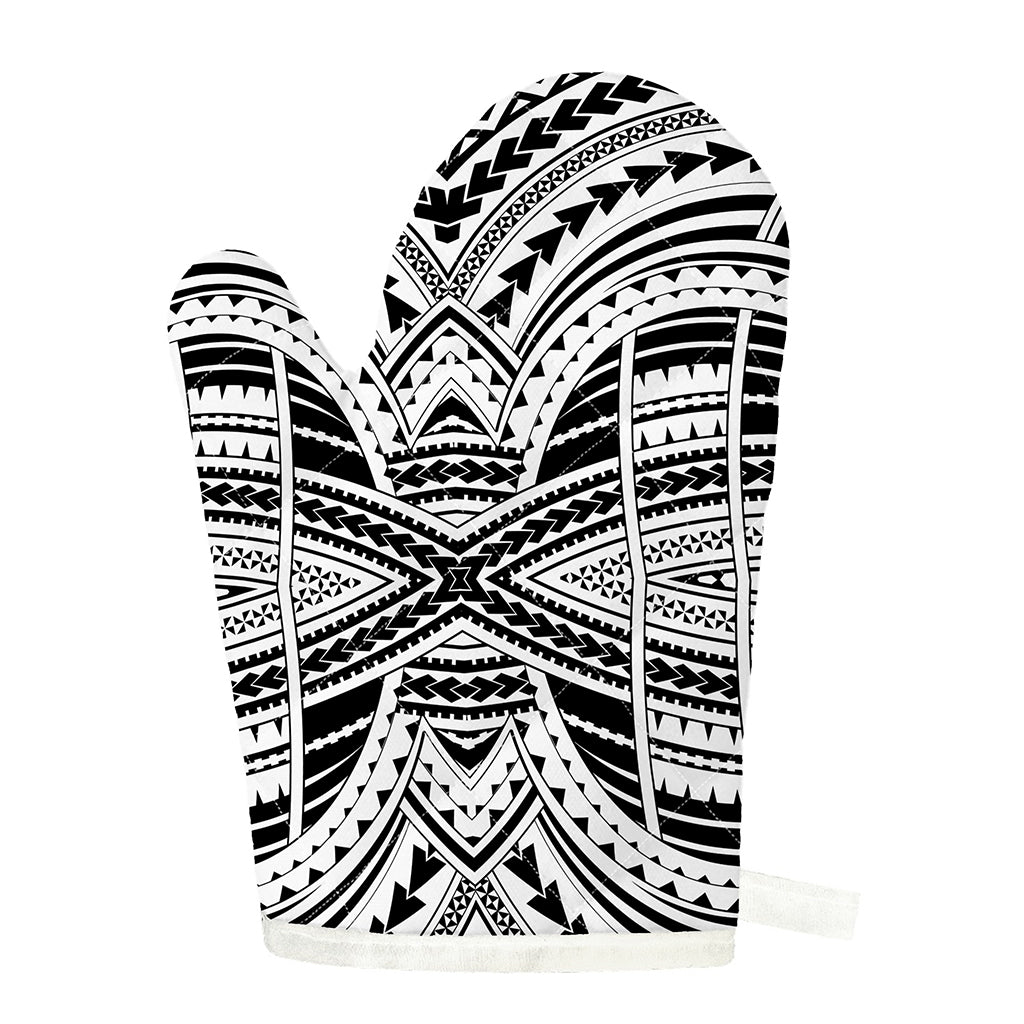 Black And White Maori Tribal Print Single Oven Mitt
