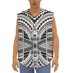 Black And White Maori Tribal Print Sleeveless Baseball Jersey