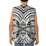 Black And White Maori Tribal Print Sleeveless Baseball Jersey