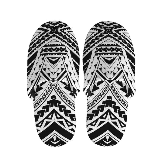 Black And White Maori Tribal Print Slippers