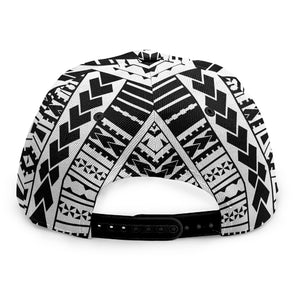 Black And White Maori Tribal Print Snapback Cap