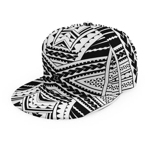 Black And White Maori Tribal Print Snapback Cap