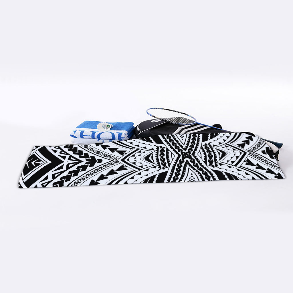 Black And White Maori Tribal Print Sports Towel