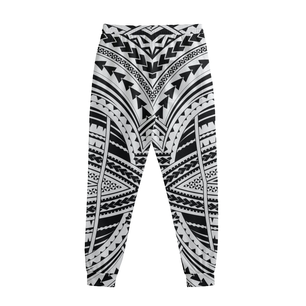 Black And White Maori Tribal Print Sweatpants