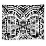Black And White Maori Tribal Print Tapestry
