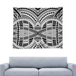 Black And White Maori Tribal Print Tapestry