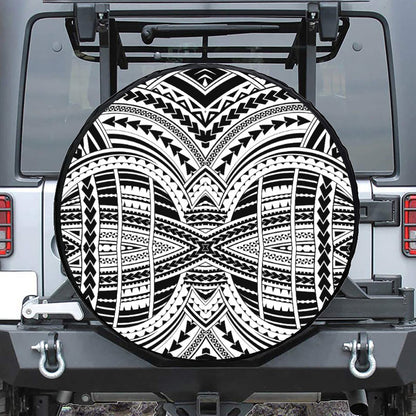 Black And White Maori Tribal Print Tire Cover