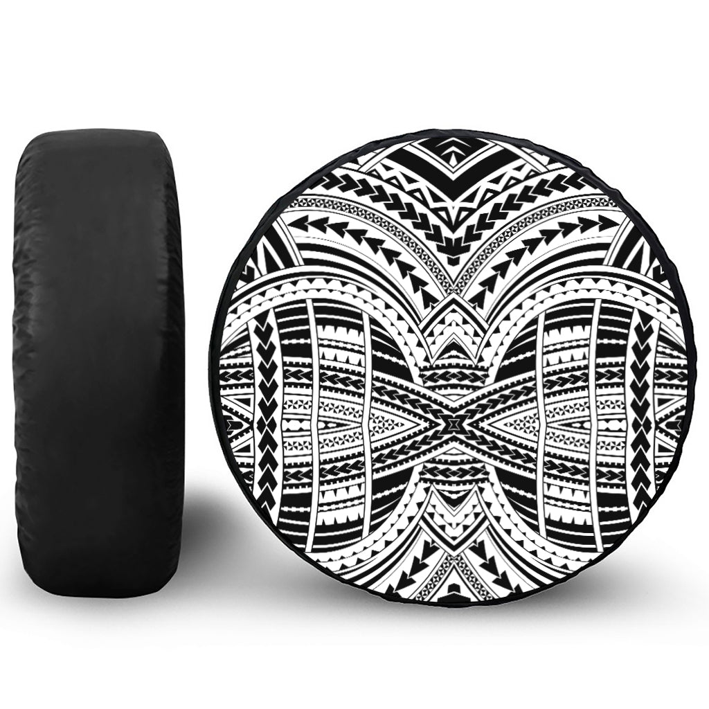 Black And White Maori Tribal Print Tire Cover