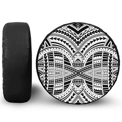 Black And White Maori Tribal Print Tire Cover