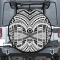 Black And White Maori Tribal Print Tire Cover With Camera Hole