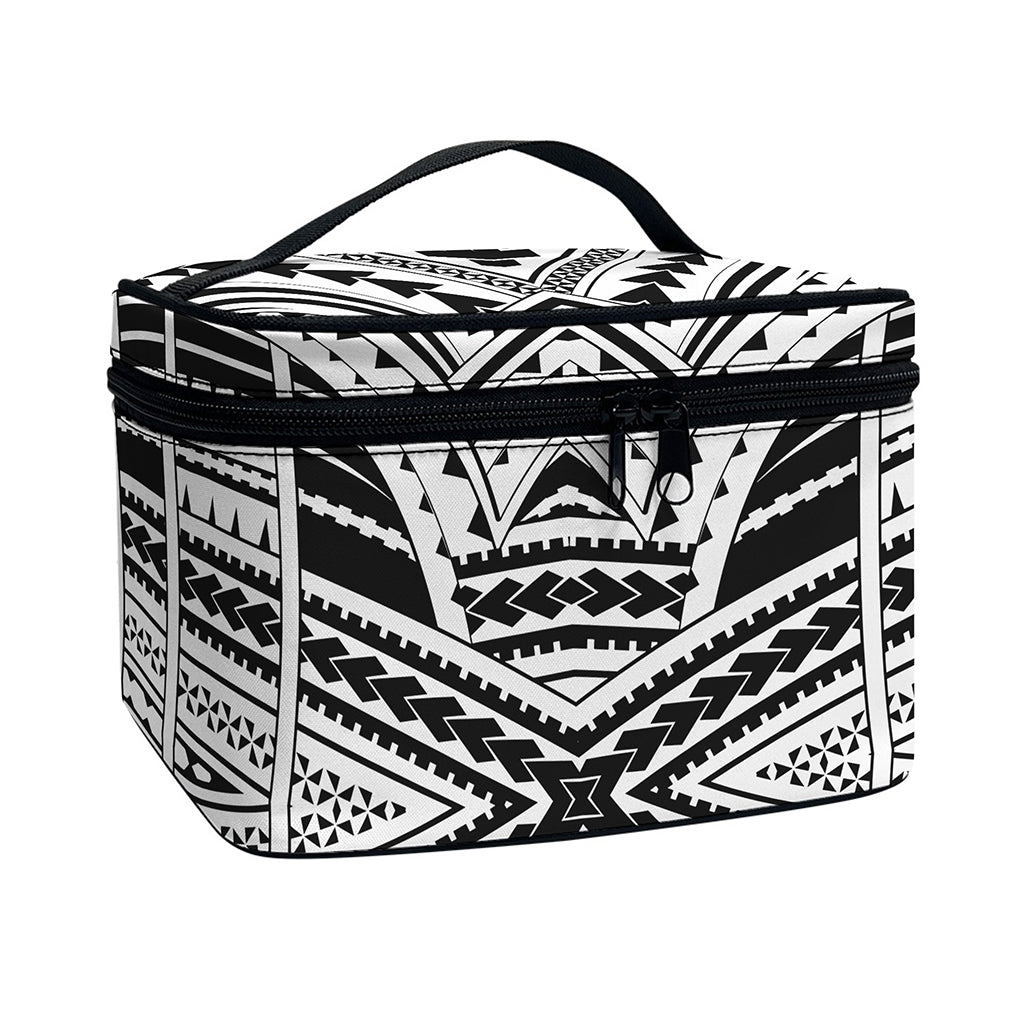 Black And White Maori Tribal Print Travel Makeup Bag