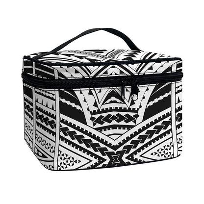 Black And White Maori Tribal Print Travel Makeup Bag