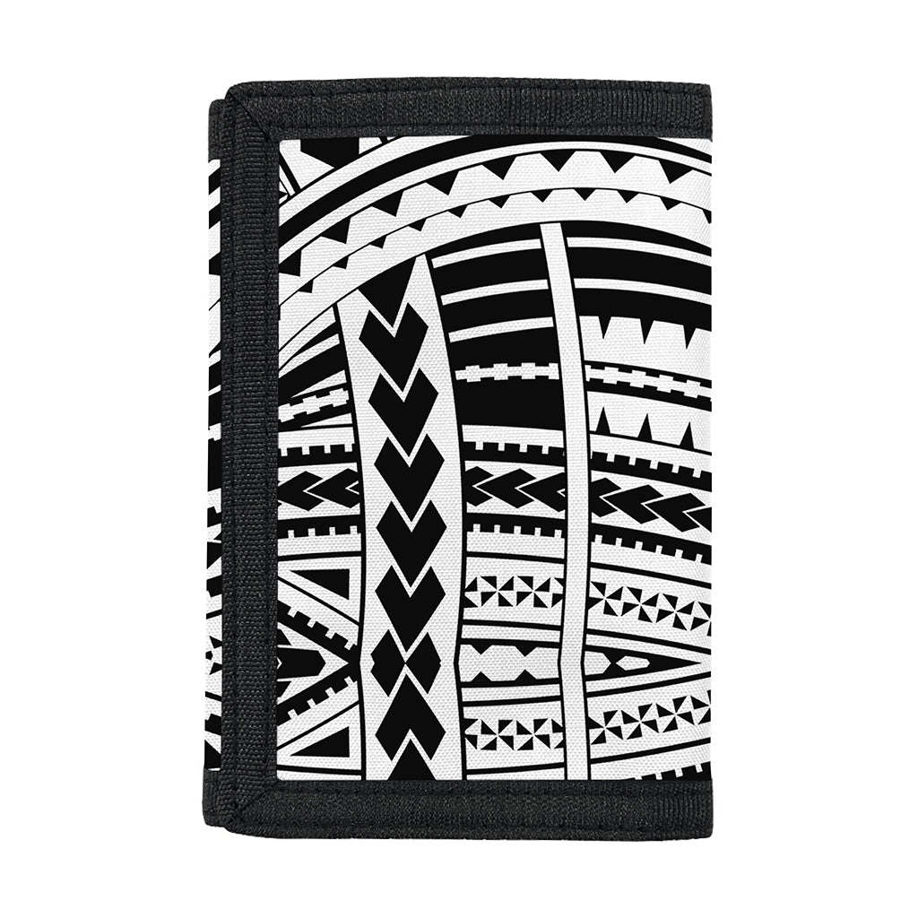 Black And White Maori Tribal Print Trifold Wallet