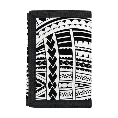 Black And White Maori Tribal Print Trifold Wallet