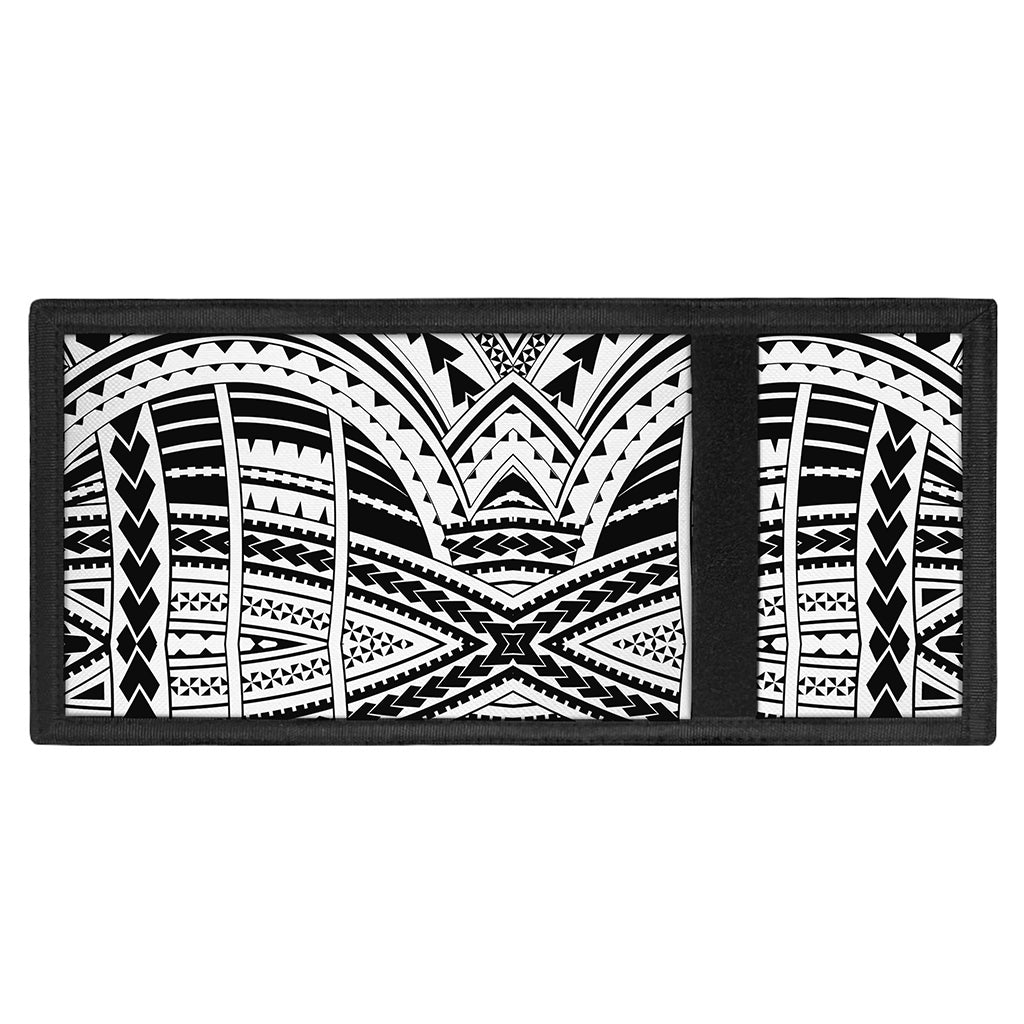 Black And White Maori Tribal Print Trifold Wallet